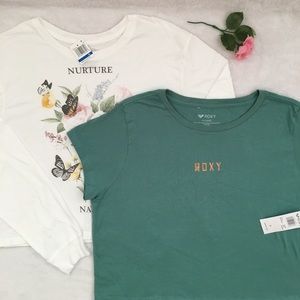 Roxy t-shirt & love tribe long-sleeve, XL
